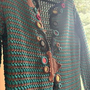 Authentic Prada Long Cardigan Sweater Vintage Green/Brown Stunning and unique.